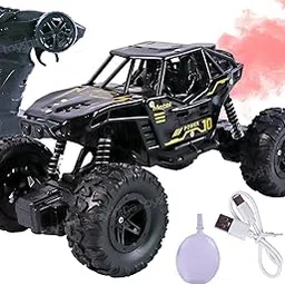 Toyshine 1:12 Scale 27Mhz Rechargeable Rock Crawler Monster RC Truck with Booster Spray Function All Terrain Stunt Racing Indoor Outdoor Toy Car - Black-picture-33