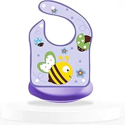 Bembika Baby Feeding Essential Baby Feeding Bib Silicone Tableware Waterproof, Washable Lightweight and Ideal for Feeding Baby & Toddlers-(Bee Purple)-picture-21