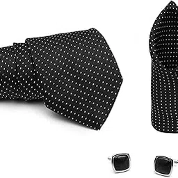 mensome Neck Tie Gift Set With Neck Tie, Pocket Square and Pair of Cuff links in Wooden Box-picture-52