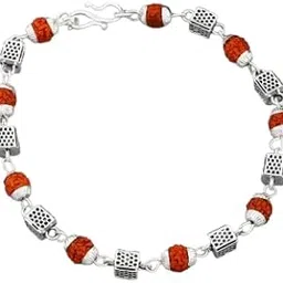 eivaa ; shine bright , wear jewellery EiVAA Rudraksha and Metal-Coated Spiritual Bracelet for Men & Women | Adjustable Traditional Hindu Wristwear | Yoga, Meditation Accessory-picture-20