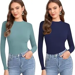 dream beauty fashion Women's Full Sleeve Top Round Neck Casual Tshirt - Pack of 2 (Combo-Empire -P)-picture-42