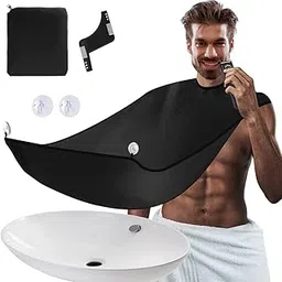 Beard Bib Apron Kit, Beard Hair Clippings Catcher for Men Shaving & Trimming, Non-Stick Waterproof Grooming Cape Apron with Beard Shaping Comb image 1