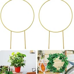 Acrylic Design Art 2 Pack Circle Trellis for Climbing Plants Indoor, 15" Gold Small Plant Trellis Support Stakes Flower Houseplant Hoya Trellis for Potted Plants & Garden Stem Vines-image-94