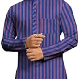 Men's Khadi Striped Long Kurta || Mandarin Collar Neck || Calf Length Kurta || Patta Long Kurta || Trendy Kurtas || Kurtas ||-image-15