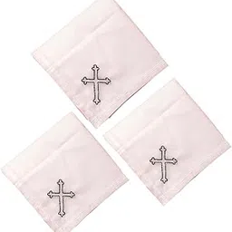 Religious Cotton Handkerchiefs with Embroidered Cross, Pack of 3, White King Size Catholic-picture-23