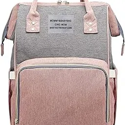 House of Quirk Baby Diaper Bag Maternity Backpack (Pink/Grey)-picture-49