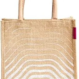 h&b Unisex Multipurpose Wave White Jute Handbag with Zip-picture-19