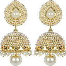 shining diva fashion Shining Diva White Pearl Stylish Fancy Traditional Jhumki Earrings For Women's (Rrsd8293Er)-picture-11