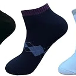 town business Argyle Pattern Sneaker Socks, Pack of 3, Black Navy White-picture-17