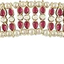 i jewels Gold Plated Metal Traditional Floral Kundan Pearl Studded Rajasthani Sheeshphool/Mathapatti for Women-picture-29