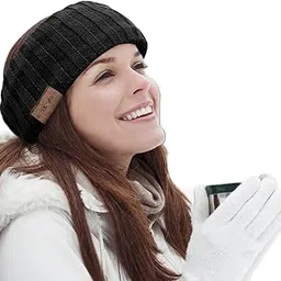 alexvyan Black Woolen Lining Sporty Winter Head Warmer Headbands for Women Wool, Ear Warmers Headband Knitted Thick Cold Weather Warm Ear Muffs Winter Protector-picture-11