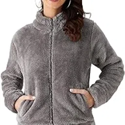 modeve Women Solid Full Sleeve Fur Standard Length Jacket For Winter-picture-16