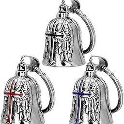 Guardian Bell for Bike Set, Guardian Bell Keychain, Lucky Symbol Guardian Bell for Bike Silver Suitable for Motorcycle Handlebars Bicycle Frames Scooter Accessories-image-0