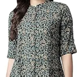 divena Navy Blue Green Rayon Printed Top-picture-53