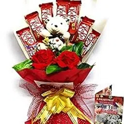 FLUTEREY 11 CHOCOLATE BOUQUET WITH TEDDY FOR BIRTHDAY (WITH ON YOUR BIRTHDAY CARD)-picture-43
