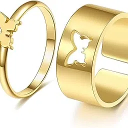 vembley Stunning Valentine Gift Golden Butterfly Couple Ring Matching Wrap Finger Ring-picture-41