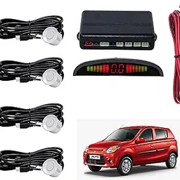 Car Reverse Parking Sensor with LED Display 4 Sensor Reverse Parking Auto Radar Detectors For Maruti Suzuki Alto 800v (White)-picture-11