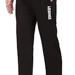 leebonee Men's Plus Size Solid Cotton Track Pant with Side Zip Pockets Black-picture-32