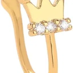 Gold Crown Nose Clip, Non-Pierced Design with Micro-Inlaid Zircon Stones, Hypoallergenic Alloy, 1.2 cm Crown Height, Clip-On Style for Women-image-10