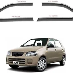 SKYTIQ® Car Unbreakable Chrome line Door Visor/Wind Deflector/Rain Guard Compatible for Maruti Alto (Set of 4pc)-picture-32