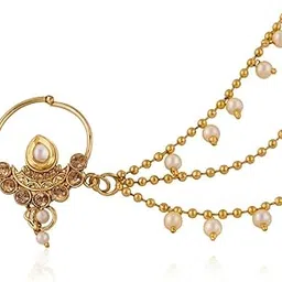 cz stone Elegant Gold Plated Nose Pin with Kundan and Cubic Zirconia Embellishments-picture-16