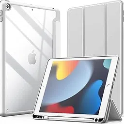SwooK Case for iPad 10.2 inch 9th 8th 7th Generation 10.2" iPads with [Pencil Holder] Smart Cover with Transparent Back (Soft Edge) Flip Cover - Grey-picture-40