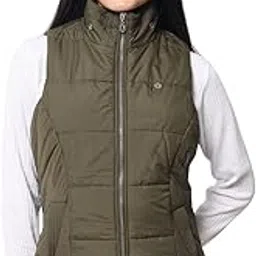 beatnik Polyester Solid Stand Collar Olive Green Women Sleeveless Jackets&Coats-picture-50