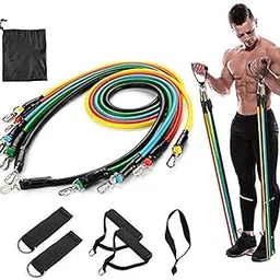 YAAXA Resistance Bands Set for Exercise, Stretching, and Workout Toning Tube Kit with Foam Handles, Door Anchor, Ankle Strap, and Carrying Bag for Men, Women image 1