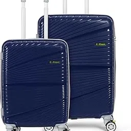 la expo Cabin Polypropylene Spinner Wheel Lock Trolley Bags Set of 2 (55cm + 65cm) | 8 Wheels Hard Case Luggage | 360° Wheeling Suitcase for Men & Women, Lightweight Travel Bag (Navy Blue)-picture-53