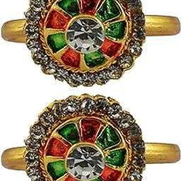 Golden Brass Stone Stud Toe Ring Size Free Designer Toe Rings Set |Fashionable & Durable Jewelry for Women Sku-toe51-image-33