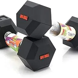 BIGBULL Rubber Coated Solid Hex Dumbbell (Pack Of Two) (5 Kg X 2Pc (Total = 10 Kg)), Black-picture-15