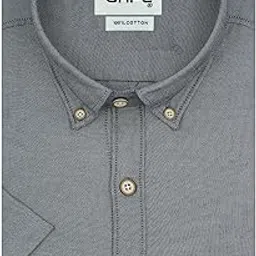 ghpc 100% Cotton Plain Solid Half Sleeves Regular Fit Casual Shirt for Men-picture-62
