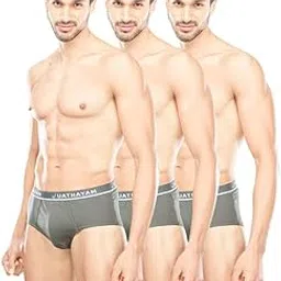 uathayam Vennto Mens Cotton Solid Shrinkage Control Outer Elastic Ultra Soft Assorted Briefs Combo Packs-picture-28