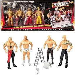 Ultimate Warrior Wrestling Action Figures Set – 4 Fighter Toys with Ring & Battle Accessories for Kids, Boys & Girls, Collectible Wrestling Playset-picture-17
