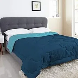 I Wish Microfibre Reversible 250 GSM AC Comforter/Blanket/Quilt/Lightweight Duvet (Sky Blue/Dark Teal) Twin Extra-Long/Queen (Queen)-picture-37