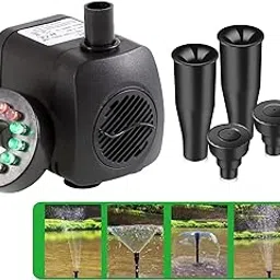 FLOJOY Asian Pumps & Machineries 12W Submersible Fountain Pump 12 Leds with 8 Pcs Nozzle Set, 4 Fountain Sh-picture-14