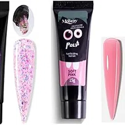 vikson international 30 ml SET OF 2 (15 ML LIGHT PINK GLITTER 15 ML SOFT PINK) Polygel For Nails Extensions Finger nail art Manicure Acryl gel Varnish hybrid UV Poly gel-picture-40