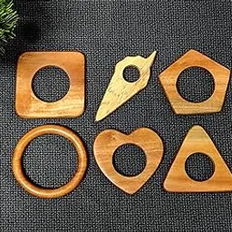 CarveNation® Neem Wood Teether | Tender Fruit Shapes Wooden Teether | Ayurvedic Beneficial Neem Baby Gum Soothers and Chew Rings | Beautiful Chewbies for Toddlers (Shapes of My Heart) image 1