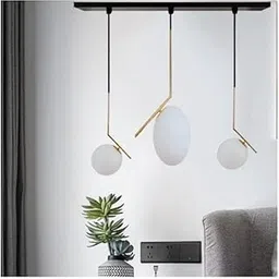 3 Light Linear 8008 with Bulb Cluster Hanging Light for Restaurant, Bedroom, Living Room for Decorative to Home Décor.(Golden)-image-1