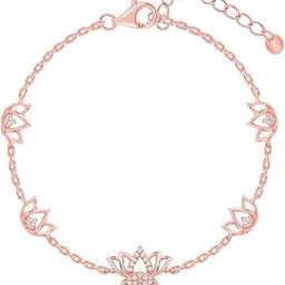 giva 925 Silver Rose Gold Kamalam Bracelet, Adjustable | Gifts for Women and Girls | With Certificate of Authenticity and 925 Stamp | 6 Months Warranty image 1