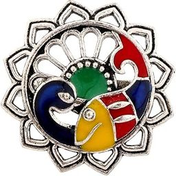 voylla Madhubani Matsya Mayur Oxidised Enamel Ring For Women|Enameled|Work|Daily|Pop|Colorful|Valentine's Gift|Rakshabandhan Gift|Gift For Women & Girls-picture-11