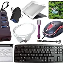 Anjo 10 in 1 Combo of Wired Keyboard, Wired Mouse, Mouse Pad, Type-A USB Hub with Switch, 2 in 1 Cleaning Kit 100ml, OTG 2in1 Micro & C, Extension Cable, USB Light, Laptop Lid & Trackpad Lamination-picture-35