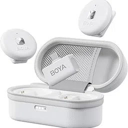 BOYA Omic-U Wireless Lavalier Microphone USB-C with Charging Case, 50m Range Clip-On Mic for YouTube, Vlogging, Interviews, Live Streaming with Noise Cancellation and Round Shape (White)-image-42