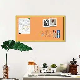 ArtzFolio Browns Family Sandy Brown Colour | Framed Magnetic Dry Erase White Board | Includes Sticky Notes, Magnet Buttons & Markers | Golden Frame | 36 x 18 inch (91 x 46 cms)-picture-20