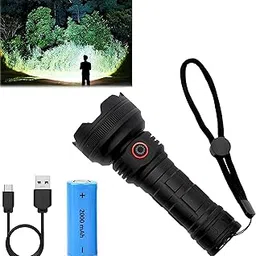 Feelon High Lumens LED Flashlights Rechargeable,100000 Lumen Super Bright Zoomable with USB Cable, 5 Modes Powerful Handheld LED Flashlights for Home Emergencies Camping Camping-picture-30