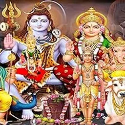 Backdropon Lord Shiv Parivar Design Backdrop Cloth for Pooja Decoration Traditional/Background Curtain for Festival Fabric Size 5Feet Height and 8Feet Width(5 * 8)-image-55