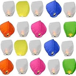 LARA Paper Sky Lanterns HOT AIR Balloons, 7 Different Colors, for Diwali (Pack of 10)-image-12