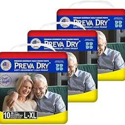 PREVA DRY Overnight Adult Diapers Large Size | Unisex Diapers Pants Style | Waist (40-54 cm) | With odour lock,Overnight Protection ,Wetness Indicator, Super Absorb, 360° Protection & Leakproof | Pack of 3, 30 Counts-picture-13