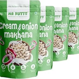 MR NUTTS Cream & Onion Makhana – Whole Natural, Vegetarian Crunch | (Pack Of 4)-picture-23