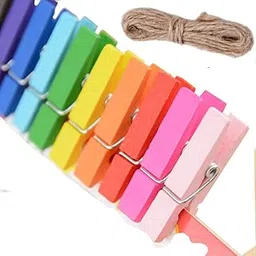 Desi Rang Mini Wooden Color Clips 50 Nos for Craft Photographs, pegs, Hanging Picts, Photo (35 mm, Larger)-picture-29